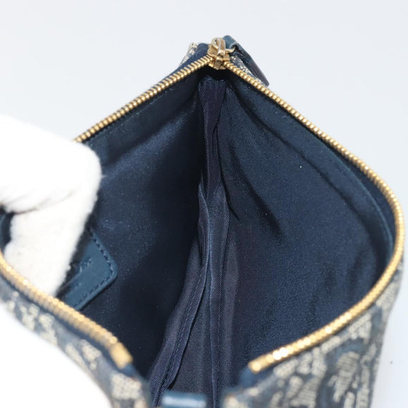 Christian Dior Trotter Canvas Saddle Pouch Navy Gold Auth 191838V