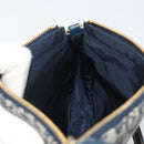 Christian Dior Trotter Canvas Saddle Pouch Navy Gold Auth 191838V-21