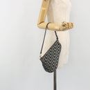 Christian Dior Trotter Canvas Saddle Pouch Navy Gold Auth 191838V-22