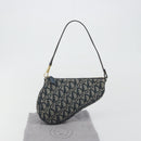 Christian Dior Trotter Canvas Saddle Pouch Navy Gold Auth 191838V-12