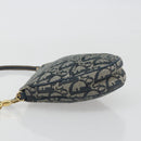 Christian Dior Trotter Canvas Saddle Pouch Navy Gold Auth 191838V-4
