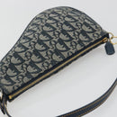Christian Dior Trotter Canvas Saddle Pouch Navy Gold Auth 191838V-6