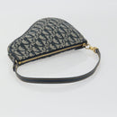 Christian Dior Trotter Canvas Saddle Pouch Navy Gold Auth 191838V-7