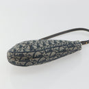 Christian Dior Trotter Canvas Saddle Pouch Navy Gold Auth 191838V-5