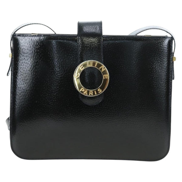 CELINE Shoulder Bag Patent leather Green Gold Auth 191839V