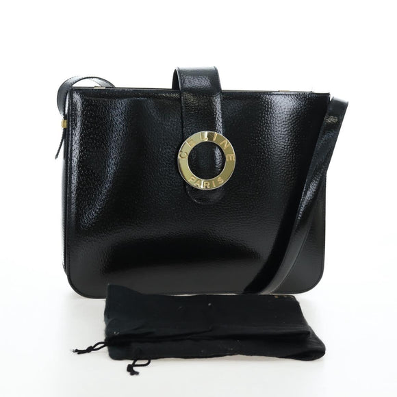 CELINE Shoulder Bag Patent leather Green Gold Auth 191839V