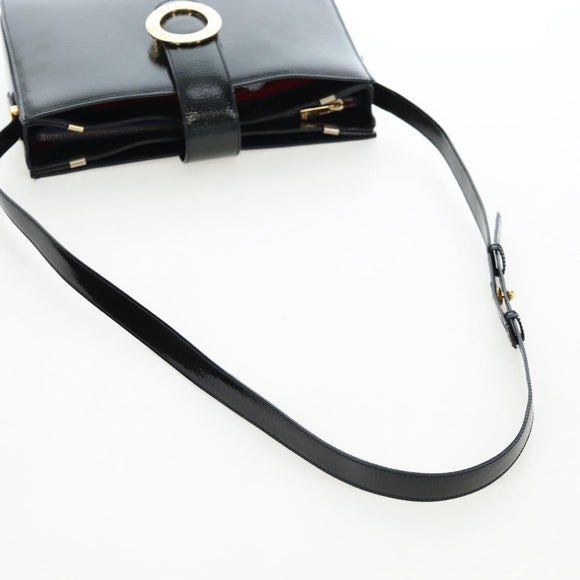 CELINE Shoulder Bag Patent leather Green Gold Auth 191839V
