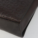 CELINE C Macadam Canvas Hand Bag Leather Dark Brown Gold Auth 191840A-14