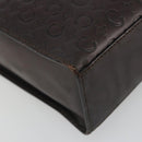 CELINE C Macadam Canvas Hand Bag Leather Dark Brown Gold Auth 191840A-15