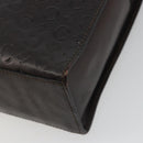 CELINE C Macadam Canvas Hand Bag Leather Dark Brown Gold Auth 191840A-16