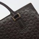 CELINE C Macadam Canvas Hand Bag Leather Dark Brown Gold Auth 191840A-17