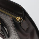 CELINE C Macadam Canvas Hand Bag Leather Dark Brown Gold Auth 191840A-10