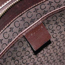 CELINE C Macadam Canvas Hand Bag Leather Dark Brown Gold Auth 191840A-18