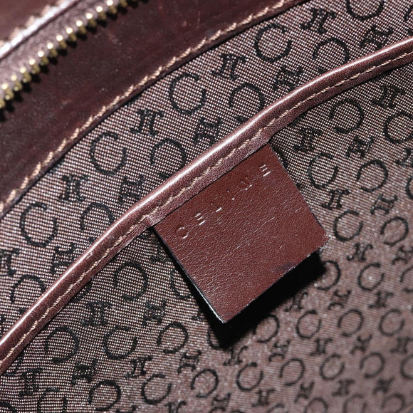 CELINE C Macadam Canvas Hand Bag Leather Dark Brown Gold Auth 191840A
