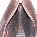 CELINE C Macadam Canvas Hand Bag Leather Dark Brown Gold Auth 191840A-19