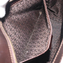 CELINE C Macadam Canvas Hand Bag Leather Dark Brown Gold Auth 191840A-21