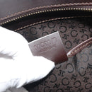 CELINE C Macadam Canvas Hand Bag Leather Dark Brown Gold Auth 191840A-12