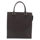 CELINE C Macadam Canvas Hand Bag Leather Dark Brown Gold Auth 191840A-13