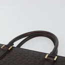CELINE C Macadam Canvas Hand Bag Leather Dark Brown Gold Auth 191840A-8