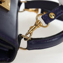 CELINE Hand Bag Leather 2way Purple Gold Auth 191842V-9