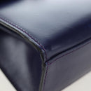 CELINE Hand Bag Leather 2way Purple Gold Auth 191842V-16