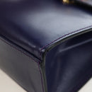 CELINE Hand Bag Leather 2way Purple Gold Auth 191842V-17
