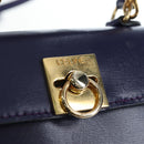 CELINE Hand Bag Leather 2way Purple Gold Auth 191842V-20