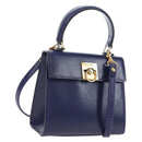 CELINE Hand Bag Leather 2way Purple Gold Auth 191842V-1
