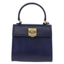 CELINE Hand Bag Leather 2way Purple Gold Auth 191842V-13