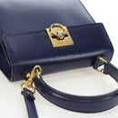 CELINE Hand Bag Leather 2way Purple Gold Auth 191842V-6