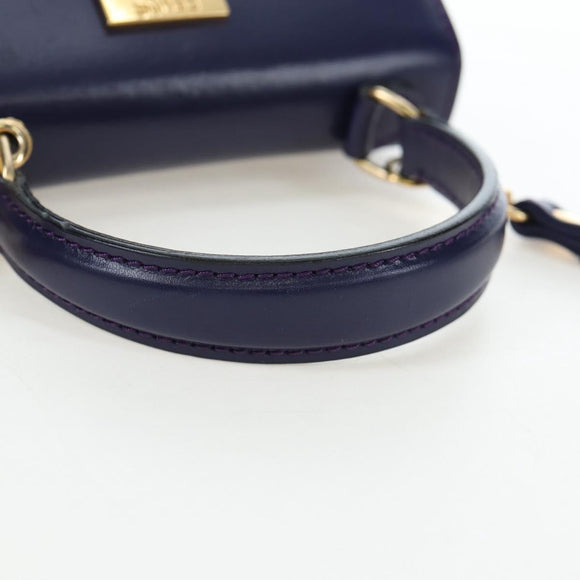 CELINE Hand Bag Leather 2way Purple Gold Auth 191842V