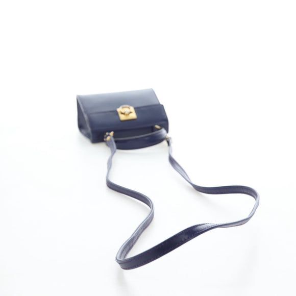 CELINE Hand Bag Leather 2way Purple Gold Auth 191842V