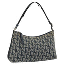 Christian Dior Trotter Canvas Shoulder Bag Navy Silver Auth 191848A-1