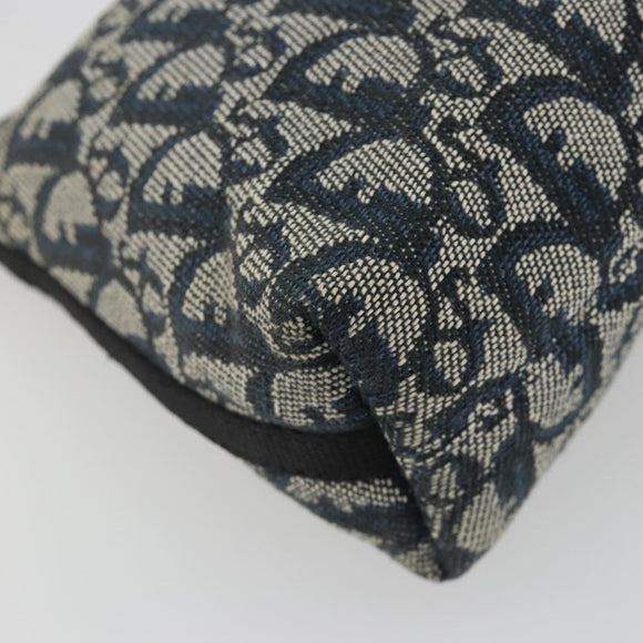 Christian Dior Trotter Canvas Shoulder Bag Navy Silver Auth 191848A