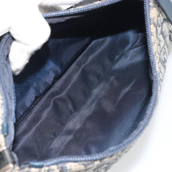 Christian Dior Trotter Canvas Shoulder Bag Navy Silver Auth 191848A