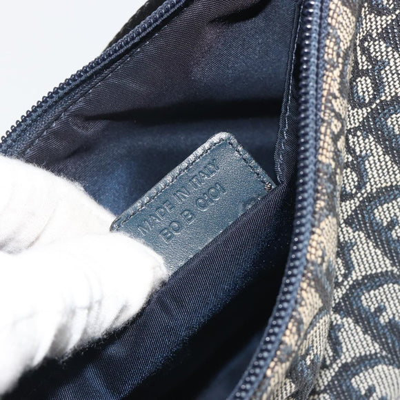 Christian Dior Trotter Canvas Shoulder Bag Navy Silver Auth 191848A