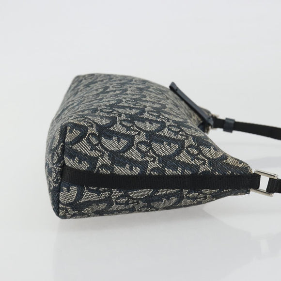 Christian Dior Trotter Canvas Shoulder Bag Navy Silver Auth 191848A