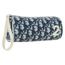 Christian Dior Trotter Canvas Pouch PVC Navy Silver Auth 191849V-1
