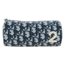 Christian Dior Trotter Canvas Pouch PVC Navy Silver Auth 191849V-13