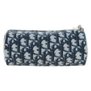 Christian Dior Trotter Canvas Pouch PVC Navy Silver Auth 191849V-2