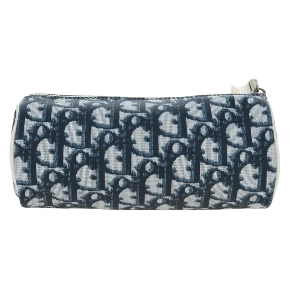 Christian Dior Trotter Canvas Pouch PVC Navy Silver Auth 191849V