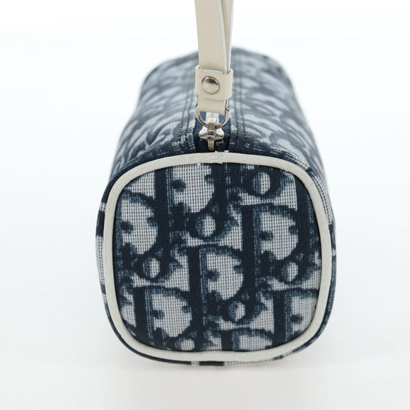 Christian Dior Trotter Canvas Pouch PVC Navy Silver Auth 191849V