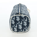 Christian Dior Trotter Canvas Pouch PVC Navy Silver Auth 191849V-4