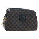 CELINE Macadam Canvas Pouch PVC Leather Black Gold Auth 191852V-1