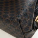 CELINE Macadam Canvas Pouch PVC Leather Black Gold Auth 191852V-11