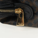 CELINE Macadam Canvas Pouch PVC Leather Black Gold Auth 191852V-13
