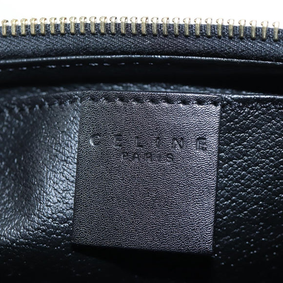 CELINE Macadam Canvas Pouch PVC Leather Black Gold Auth 191852V