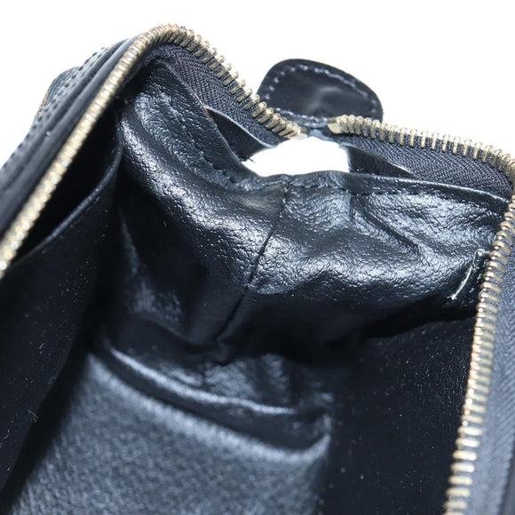 CELINE Macadam Canvas Pouch PVC Leather Black Gold Auth 191852V