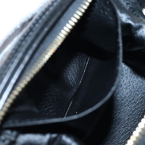 CELINE Macadam Canvas Pouch PVC Leather Black Gold Auth 191852V