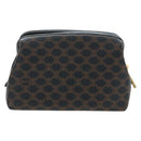 CELINE Macadam Canvas Pouch PVC Leather Black Gold Auth 191852V-3
